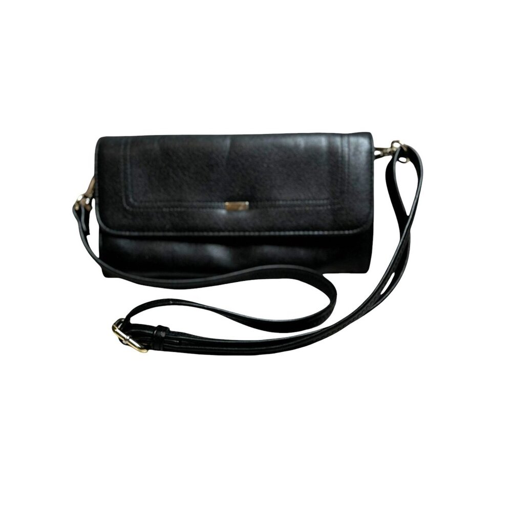 Suzy Smith Black Leather Shoulder Bag With Adjustable Strap